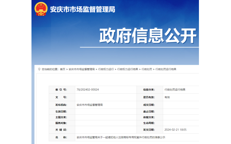 未履行查验义务并销售侵权白酒，安徽安庆市一烟酒商行受处罚